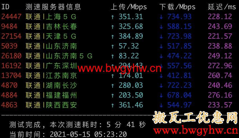 搬瓦工新泽西机房联通测速