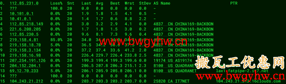 搬瓦工DC3 CN2 GT路由评测